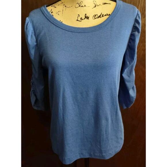 Lilly Pulitzer Belden Royal Blue Women's Large Blue Ruched 3/4 Sleeve Top Shirt - Picture 1 of 4